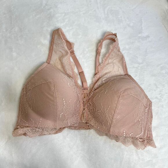 Spanx Brown Lace Front Clasp Bra Small Women - Picture 1 of 7